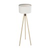 GloboStar® SAGA 204-0046 Μοντέρνο Eπιδαπέδιο Φωτιστικό Μονόφωτο 1 x E27 IP20 Μπεζ Ξύλο με Λευκό Ύφασμα - Μ38 x Π38 x Υ140cm