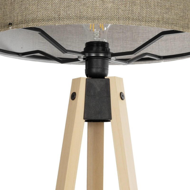 GloboStar® SAGA 204-0047 Μοντέρνο Eπιδαπέδιο Φωτιστικό Μονόφωτο 1 x E27 IP20 Μπεζ Ξύλο με Πράσινο Ύφασμα - Μ38 x Π38 x Υ140cm