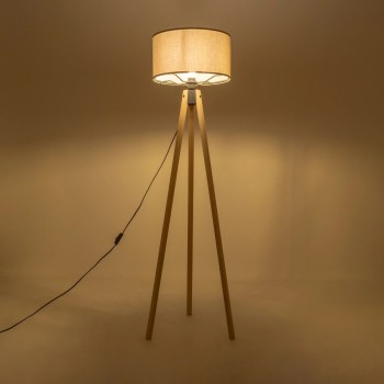 GLOBOSTAR® SAGA 204-0048 Μοντέρνο Επιδαπέδιο Φωτιστικό με Ντουί 1 x E27 AC 220-240V IP20 - Μπεζ & Γκρι - Μ38 x Π38 x Υ140cm