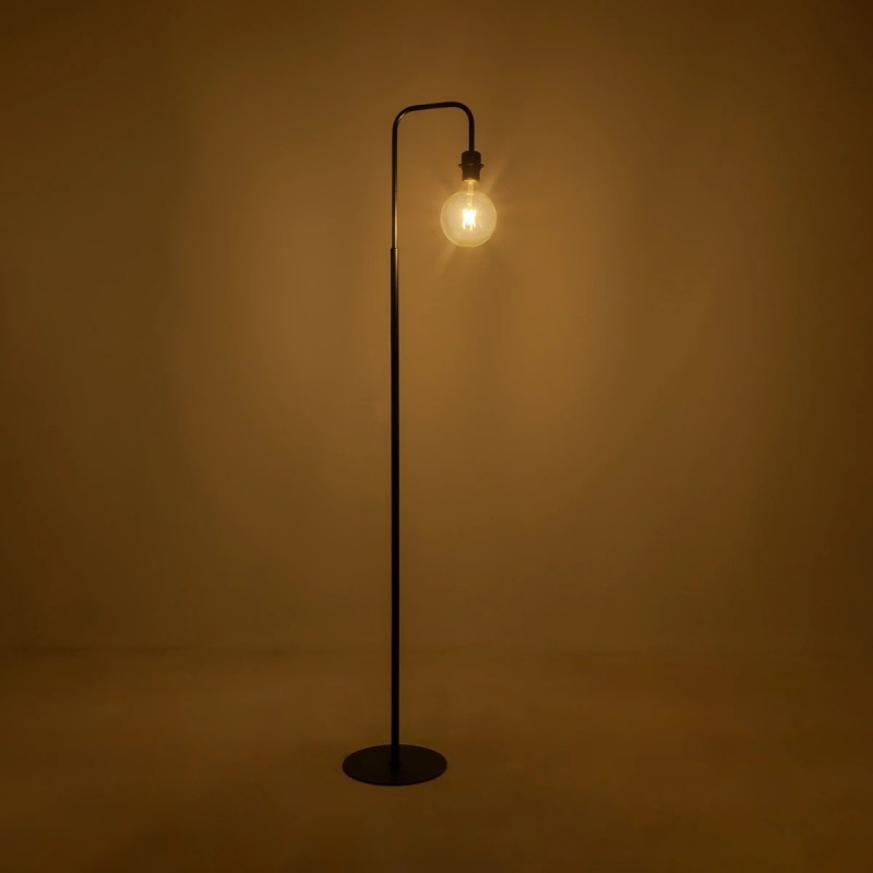 GloboStar® SNAKE 204-0053 Μοντέρνο Eπιδαπέδιο Φωτιστικό Μονόφωτο 1 x E27 IP20 Μαύρο Μέταλλο - Μ25 x Π25 x Υ151cm