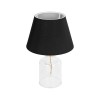 GloboStar® TRANS 204-0054 Μοντέρνο Eπιτραπέζιο Φωτιστικό Μονόφωτο 1 x E27 IP20 Διάφανο Πλαστικό με Μαύρο Ύφασμα - Μ22 x Π22 x Υ14cm