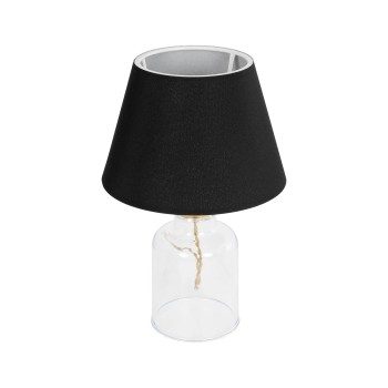 GLOBOSTAR® TRANS 204-0054 Μοντέρνο Επιτραπέζιο Φωτιστικό Πορτατίφ με Ντουί 1 x E27 AC 220-240V IP20 - Διάφανο & Μαύρο - Μ22 x Π22 x Υ34cm