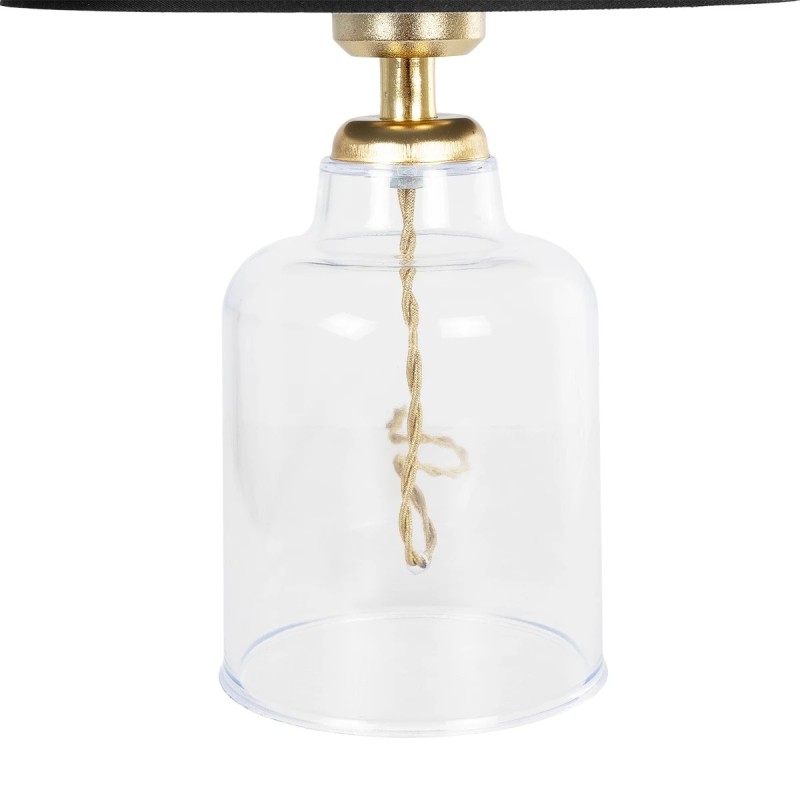 GloboStar® TRANS 204-0054 Μοντέρνο Eπιτραπέζιο Φωτιστικό Μονόφωτο 1 x E27 IP20 Διάφανο Πλαστικό με Μαύρο Ύφασμα - Μ22 x Π22 x Υ14cm