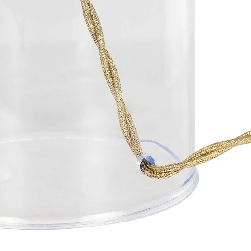 GloboStar® TRANS 204-0054 Μοντέρνο Eπιτραπέζιο Φωτιστικό Μονόφωτο 1 x E27 IP20 Διάφανο Πλαστικό με Μαύρο Ύφασμα - Μ22 x Π22 x Υ14cm