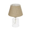 GloboStar® TRANS 204-0055 Μοντέρνο Eπιτραπέζιο Φωτιστικό Μονόφωτο 1 x E27 IP20 Διάφανο Πλαστικό με Μπεζ Ύφασμα - Μ22 x Π22 x Υ14cm