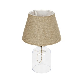 GLOBOSTAR® TRANS 204-0055 Μοντέρνο Επιτραπέζιο Φωτιστικό Πορτατίφ με Ντουί 1 x E27 AC 220-240V IP20 - Διάφανο & Μπεζ - Μ22 x Π22 x Υ34cm