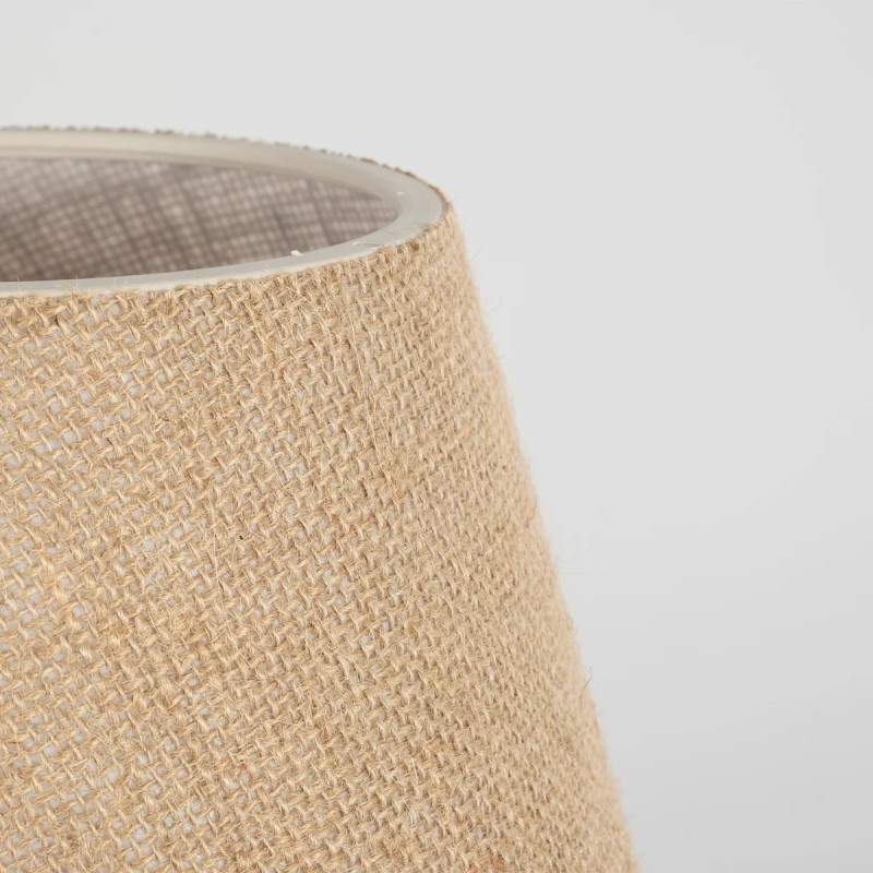 GloboStar® PYRAMID 204-0057 Μοντέρνο Eπιτραπέζιο Φωτιστικό Μονόφωτο 1 x E27 IP20 Μαύρο Μέταλλο με Μπεζ Ύφασμα - Μ22 x Π22 x Υ30cm