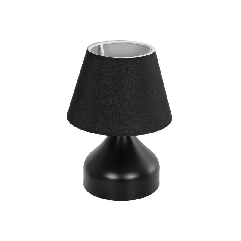 GloboStar® PYRAMID 204-0058 Μοντέρνο Eπιτραπέζιο Φωτιστικό Μονόφωτο 1 x E27 IP20 Μαύρο Μέταλλο με Μαύρο Ύφασμα - Μ22 x Π22 x Υ30cm