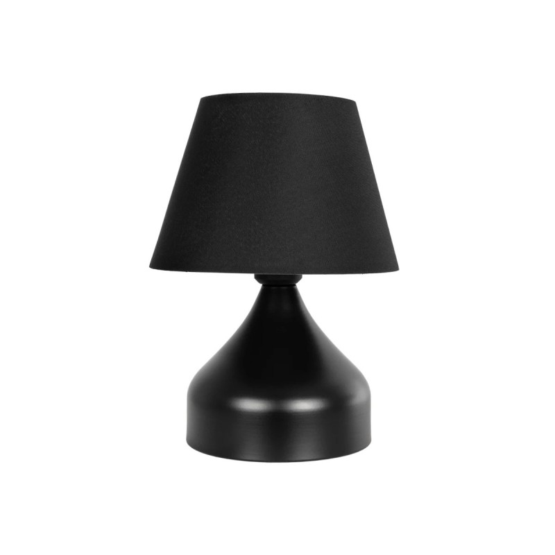 GloboStar® PYRAMID 204-0058 Μοντέρνο Eπιτραπέζιο Φωτιστικό Μονόφωτο 1 x E27 IP20 Μαύρο Μέταλλο με Μαύρο Ύφασμα - Μ22 x Π22 x Υ30cm