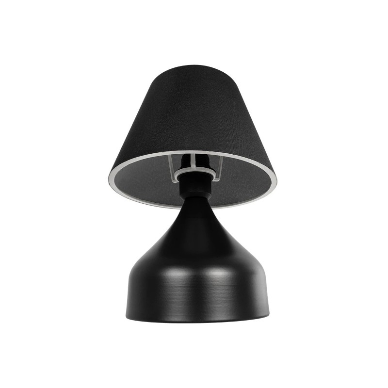 GloboStar® PYRAMID 204-0058 Μοντέρνο Eπιτραπέζιο Φωτιστικό Μονόφωτο 1 x E27 IP20 Μαύρο Μέταλλο με Μαύρο Ύφασμα - Μ22 x Π22 x Υ30cm