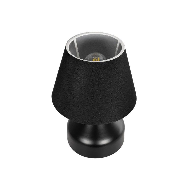 GloboStar® PYRAMID 204-0058 Μοντέρνο Eπιτραπέζιο Φωτιστικό Μονόφωτο 1 x E27 IP20 Μαύρο Μέταλλο με Μαύρο Ύφασμα - Μ22 x Π22 x Υ30cm