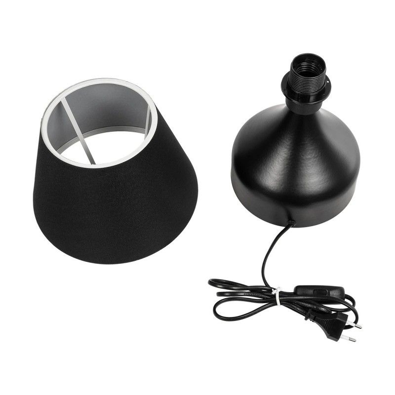 GloboStar® PYRAMID 204-0058 Μοντέρνο Eπιτραπέζιο Φωτιστικό Μονόφωτο 1 x E27 IP20 Μαύρο Μέταλλο με Μαύρο Ύφασμα - Μ22 x Π22 x Υ30cm