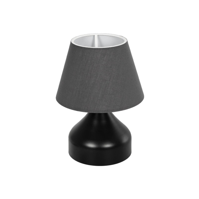 GloboStar® MICKEY 204-0059 Μοντέρνο Eπιτραπέζιο Φωτιστικό Μονόφωτο 1 x E27 IP20 Μαύρο Μέταλλο με Μαύρο Ύφασμα - Μ22 x Π22 x Υ30cm