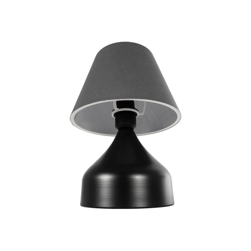 GloboStar® MICKEY 204-0059 Μοντέρνο Eπιτραπέζιο Φωτιστικό Μονόφωτο 1 x E27 IP20 Μαύρο Μέταλλο με Μαύρο Ύφασμα - Μ22 x Π22 x Υ30cm