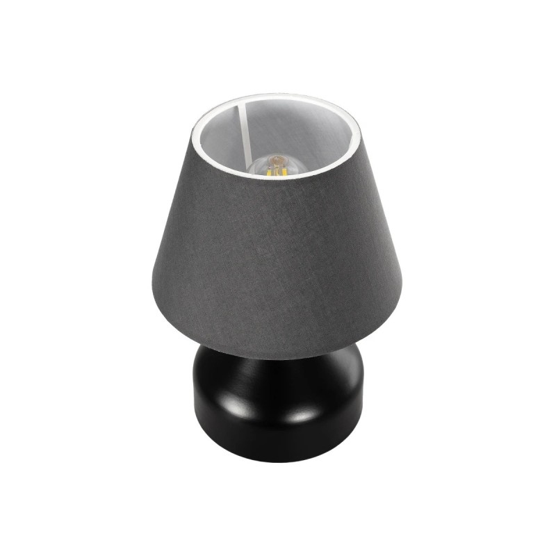 GloboStar® MICKEY 204-0059 Μοντέρνο Eπιτραπέζιο Φωτιστικό Μονόφωτο 1 x E27 IP20 Μαύρο Μέταλλο με Μαύρο Ύφασμα - Μ22 x Π22 x Υ30cm