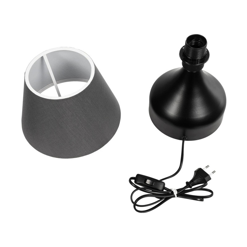 GloboStar® MICKEY 204-0059 Μοντέρνο Eπιτραπέζιο Φωτιστικό Μονόφωτο 1 x E27 IP20 Μαύρο Μέταλλο με Μαύρο Ύφασμα - Μ22 x Π22 x Υ30cm