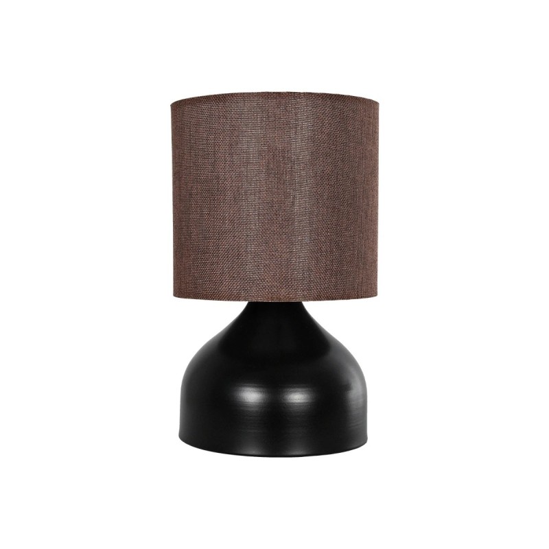 GloboStar® RUBIK 204-0060 Μοντέρνο Eπιτραπέζιο Φωτιστικό Μονόφωτο 1 x E27 IP20 Μαύρο Μέταλλο με Μπεζ Ύφασμα - Μ19 x Π19 x Υ30cm