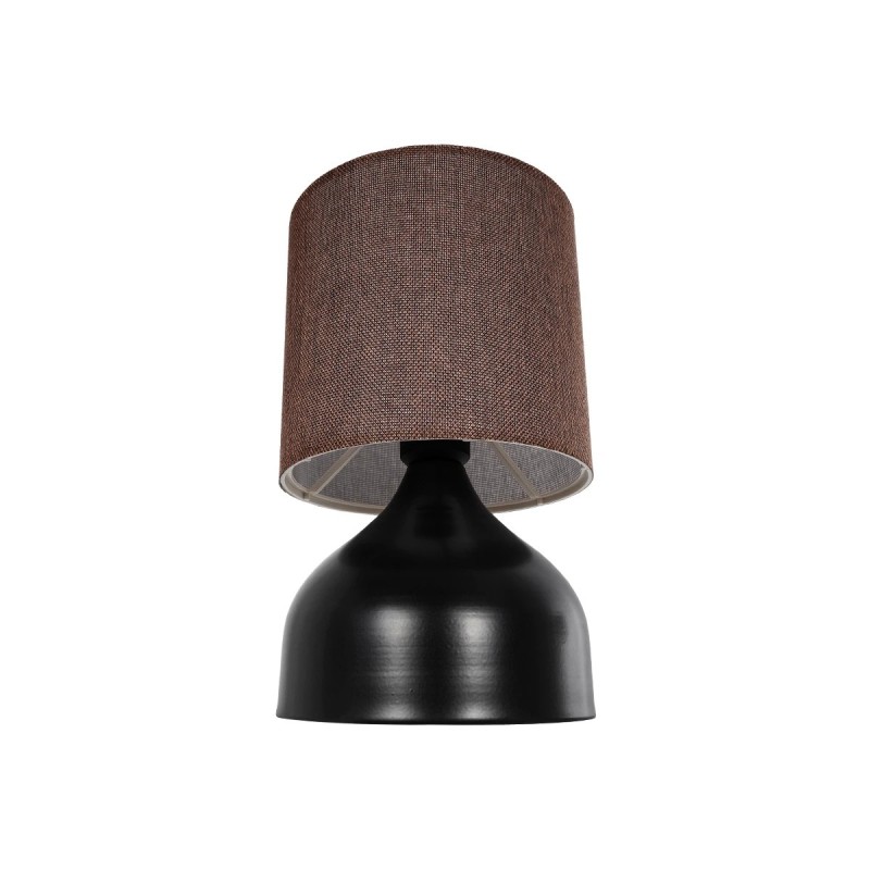 GloboStar® RUBIK 204-0060 Μοντέρνο Eπιτραπέζιο Φωτιστικό Μονόφωτο 1 x E27 IP20 Μαύρο Μέταλλο με Μπεζ Ύφασμα - Μ19 x Π19 x Υ30cm