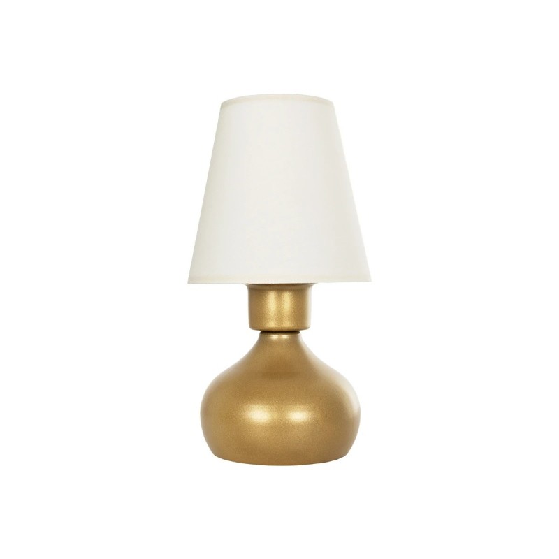 GloboStar® SWEET 204-0061 Μοντέρνο Eπιτραπέζιο Φωτιστικό Μονόφωτο 1 x E27 IP20 Χρυσό Μέταλλο με Μπεζ Ύφασμα - Μ13 x Π13 x Υ25cm