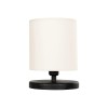 GloboStar® MINNIE 204-0062 Μοντέρνο Eπιτραπέζιο Φωτιστικό Μονόφωτο 1 x E27 IP20 Μαύρο Ξύλο με Μπεζ Ύφασμα - Μ15 x Π15 x Υ22cm