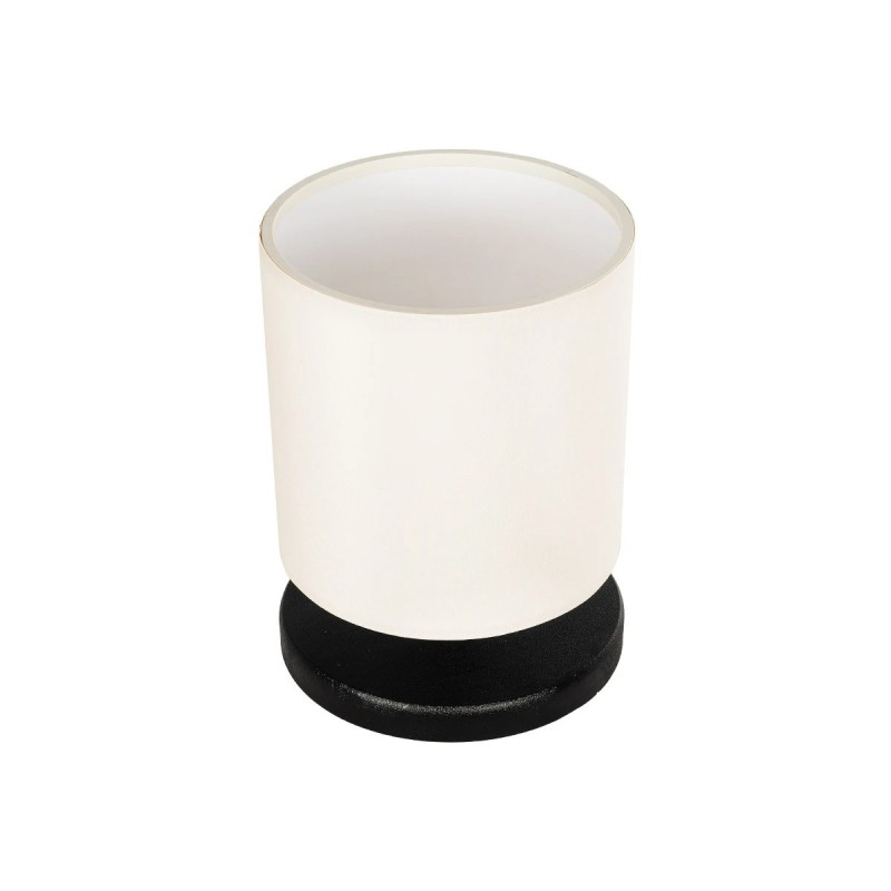 GloboStar® MINNIE 204-0062 Μοντέρνο Eπιτραπέζιο Φωτιστικό Μονόφωτο 1 x E27 IP20 Μαύρο Ξύλο με Μπεζ Ύφασμα - Μ15 x Π15 x Υ22cm