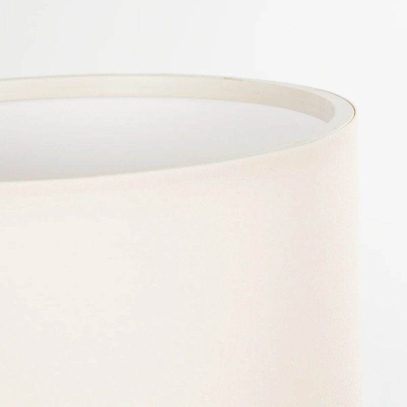 GloboStar® MINNIE 204-0062 Μοντέρνο Eπιτραπέζιο Φωτιστικό Μονόφωτο 1 x E27 IP20 Μαύρο Ξύλο με Μπεζ Ύφασμα - Μ15 x Π15 x Υ22cm