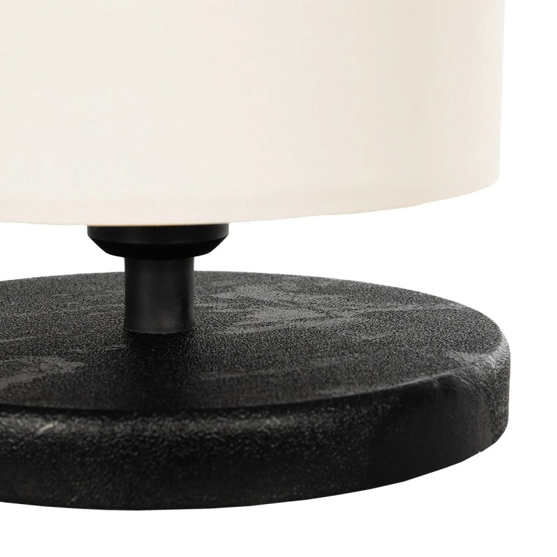 GloboStar® MINNIE 204-0062 Μοντέρνο Eπιτραπέζιο Φωτιστικό Μονόφωτο 1 x E27 IP20 Μαύρο Ξύλο με Μπεζ Ύφασμα - Μ15 x Π15 x Υ22cm