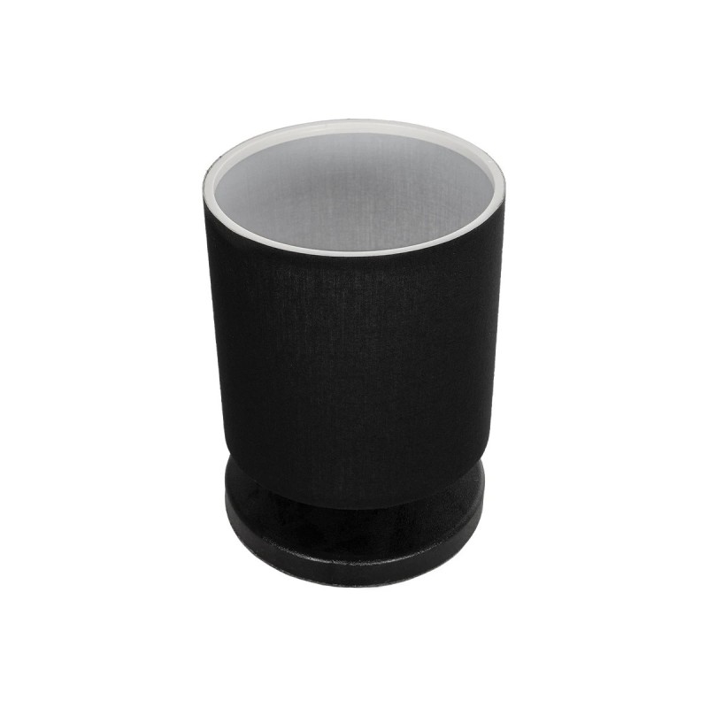 GloboStar® MINNIE 204-0063 Μοντέρνο Eπιτραπέζιο Φωτιστικό Μονόφωτο 1 x E27 IP20 Μαύρο Ξύλο με Μαύρο Ύφασμα - Μ15 x Π15 x Υ22cm