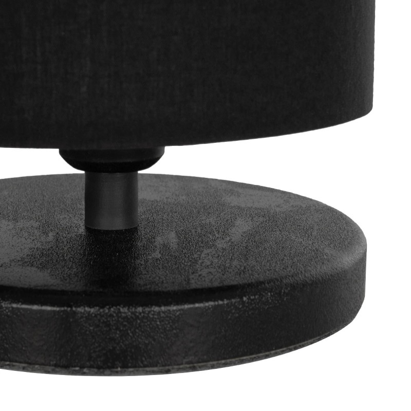 GloboStar® MINNIE 204-0063 Μοντέρνο Eπιτραπέζιο Φωτιστικό Μονόφωτο 1 x E27 IP20 Μαύρο Ξύλο με Μαύρο Ύφασμα - Μ15 x Π15 x Υ22cm