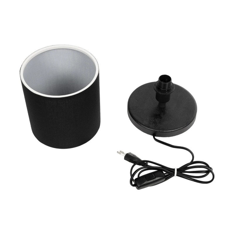 GloboStar® MINNIE 204-0063 Μοντέρνο Eπιτραπέζιο Φωτιστικό Μονόφωτο 1 x E27 IP20 Μαύρο Ξύλο με Μαύρο Ύφασμα - Μ15 x Π15 x Υ22cm