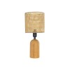 GloboStar® HARD 204-0065 Μοντέρνο Eπιτραπέζιο Φωτιστικό Μονόφωτο 1 x E27 IP20 Καφέ Ξύλο με Μπεζ Rattan - Μ15 x Π15 x Υ35cm