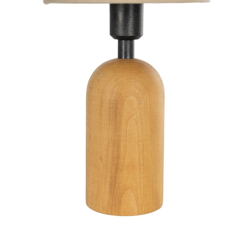 GloboStar® HARD 204-0065 Μοντέρνο Eπιτραπέζιο Φωτιστικό Μονόφωτο 1 x E27 IP20 Καφέ Ξύλο με Μπεζ Rattan - Μ15 x Π15 x Υ35cm