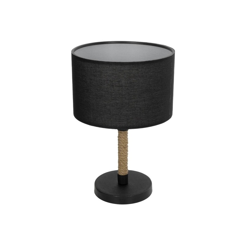 GloboStar® STRING 204-0072 Μοντέρνο Eπιτραπέζιο Φωτιστικό Μονόφωτο 1 x E27 IP20 Μαύρο Mέταλλο & Μπεζ Σχοινί με Μαύρο Ύφασμα - Μ24 x Π24 x Υ37cm