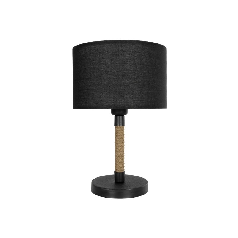 GloboStar® STRING 204-0072 Μοντέρνο Eπιτραπέζιο Φωτιστικό Μονόφωτο 1 x E27 IP20 Μαύρο Mέταλλο & Μπεζ Σχοινί με Μαύρο Ύφασμα - Μ24 x Π24 x Υ37cm