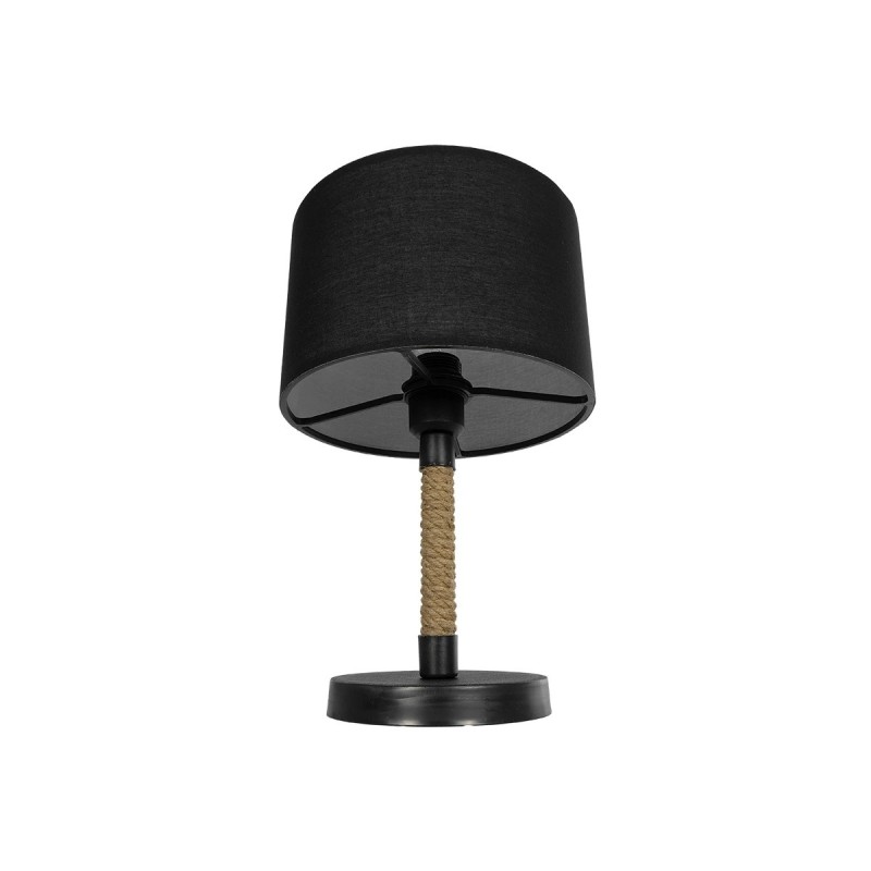 GloboStar® STRING 204-0072 Μοντέρνο Eπιτραπέζιο Φωτιστικό Μονόφωτο 1 x E27 IP20 Μαύρο Mέταλλο & Μπεζ Σχοινί με Μαύρο Ύφασμα - Μ24 x Π24 x Υ37cm