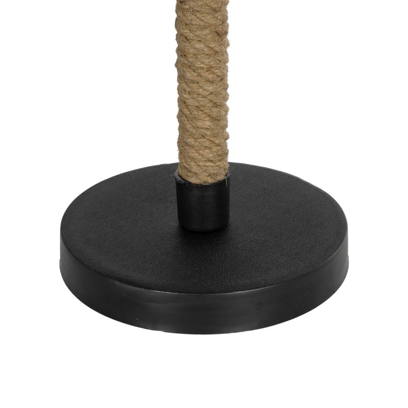 GloboStar® STRING 204-0072 Μοντέρνο Eπιτραπέζιο Φωτιστικό Μονόφωτο 1 x E27 IP20 Μαύρο Mέταλλο & Μπεζ Σχοινί με Μαύρο Ύφασμα - Μ24 x Π24 x Υ37cm