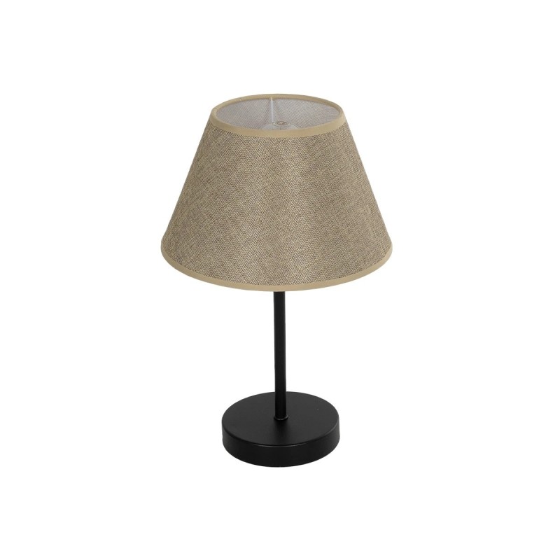 GloboStar® LARA 204-0073 Μοντέρνο Eπιτραπέζιο Φωτιστικό Μονόφωτο 1 x E27 IP20 Μαύρο Μέταλλο με Μπεζ Ύφασμα - Μ22 x Π22 x Υ36cm