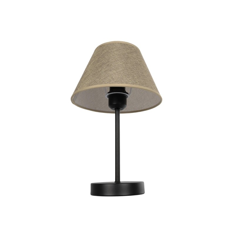 GloboStar® LARA 204-0073 Μοντέρνο Eπιτραπέζιο Φωτιστικό Μονόφωτο 1 x E27 IP20 Μαύρο Μέταλλο με Μπεζ Ύφασμα - Μ22 x Π22 x Υ36cm