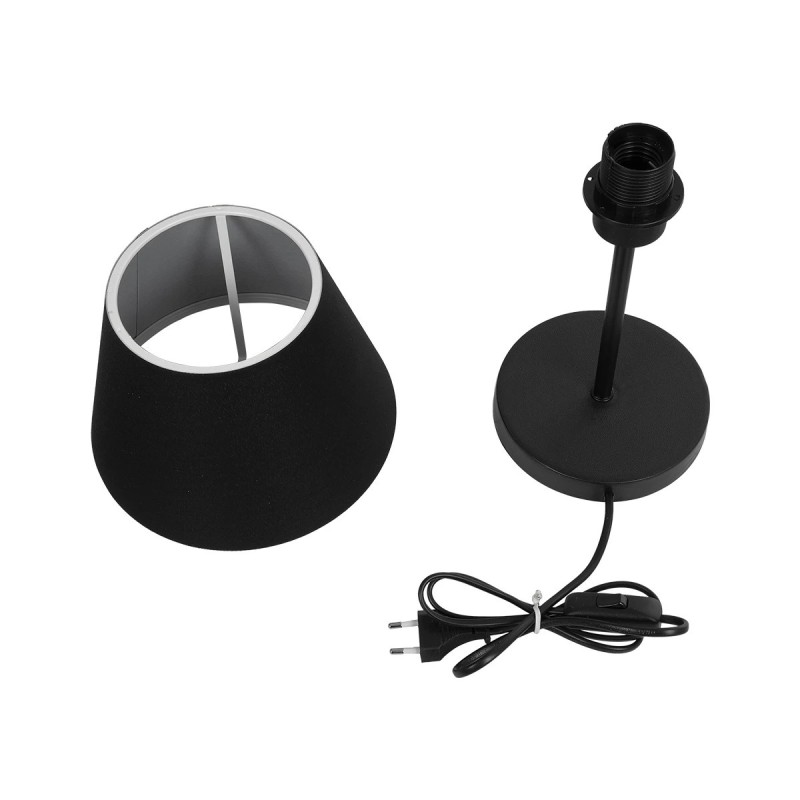 GloboStar® LARA 204-0074 Μοντέρνο Eπιτραπέζιο Φωτιστικό Μονόφωτο 1 x E27 IP20 Μαύρο Μέταλλο με Μαύρο Ύφασμα - Μ22 x Π22 x Υ36cm