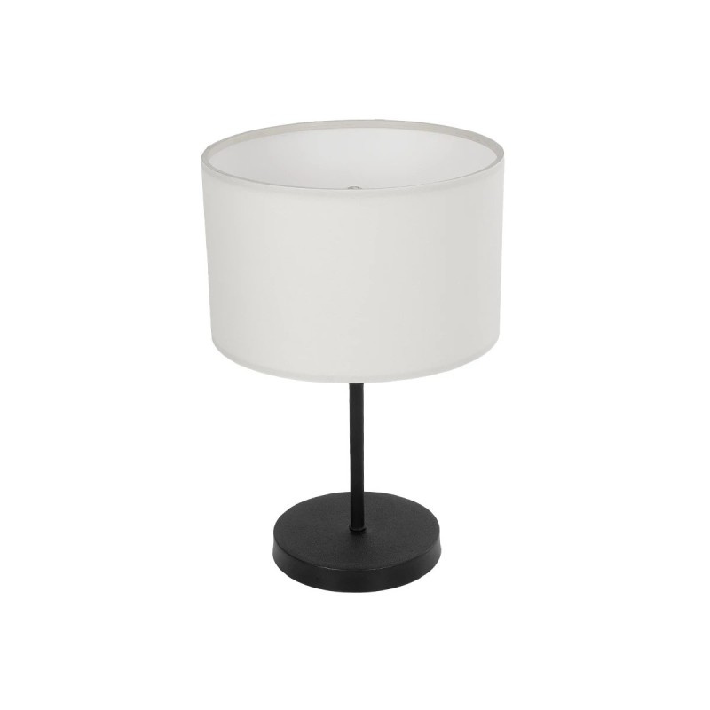 GloboStar® LARA 204-0075 Μοντέρνο Eπιτραπέζιο Φωτιστικό Μονόφωτο 1 x E27 IP20 Μαύρο Μέταλλο με Μπεζ Ύφασμα - Μ24 x Π24 x Υ35cm