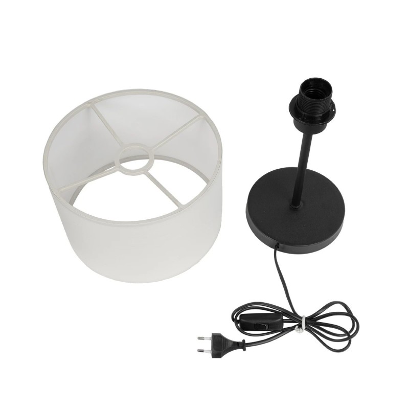 GloboStar® LARA 204-0075 Μοντέρνο Eπιτραπέζιο Φωτιστικό Μονόφωτο 1 x E27 IP20 Μαύρο Μέταλλο με Μπεζ Ύφασμα - Μ24 x Π24 x Υ35cm
