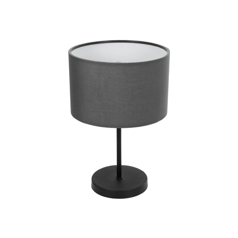 GloboStar® LARA 204-0076 Μοντέρνο Eπιτραπέζιο Φωτιστικό Μονόφωτο 1 x E27 IP20 Μαύρο Μέταλλο με Γκρι Ύφασμα - Μ24 x Π24 x Υ35cm