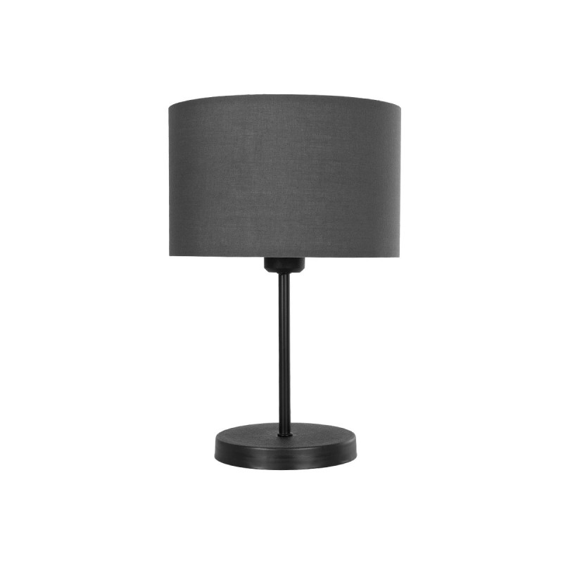 GloboStar® LARA 204-0076 Μοντέρνο Eπιτραπέζιο Φωτιστικό Μονόφωτο 1 x E27 IP20 Μαύρο Μέταλλο με Γκρι Ύφασμα - Μ24 x Π24 x Υ35cm