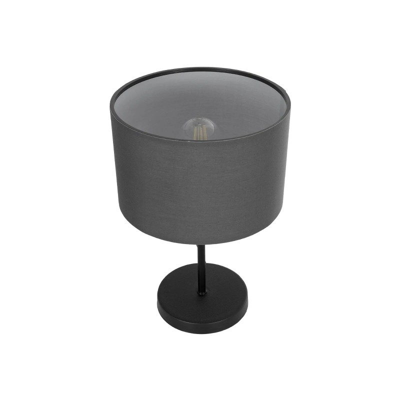 GloboStar® LARA 204-0076 Μοντέρνο Eπιτραπέζιο Φωτιστικό Μονόφωτο 1 x E27 IP20 Μαύρο Μέταλλο με Γκρι Ύφασμα - Μ24 x Π24 x Υ35cm