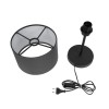 GloboStar® LARA 204-0076 Μοντέρνο Eπιτραπέζιο Φωτιστικό Μονόφωτο 1 x E27 IP20 Μαύρο Μέταλλο με Γκρι Ύφασμα - Μ24 x Π24 x Υ35cm