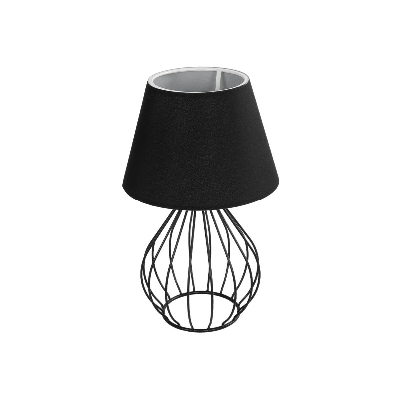 GloboStar® CLASS 204-0080 Μοντέρνο Eπιτραπέζιο Φωτιστικό Μονόφωτο 1 x E27 IP20 Μαύρο Μέταλλο με Μαύρο Ύφασμα - Μ22 x Π22 x Υ36cm