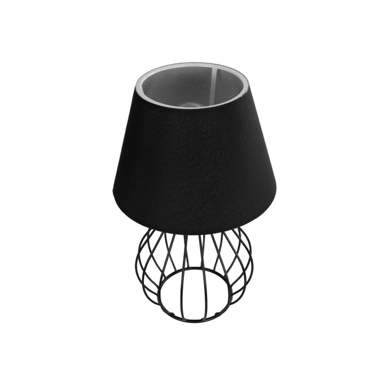 GloboStar® CLASS 204-0080 Μοντέρνο Eπιτραπέζιο Φωτιστικό Μονόφωτο 1 x E27 IP20 Μαύρο Μέταλλο με Μαύρο Ύφασμα - Μ22 x Π22 x Υ36cm