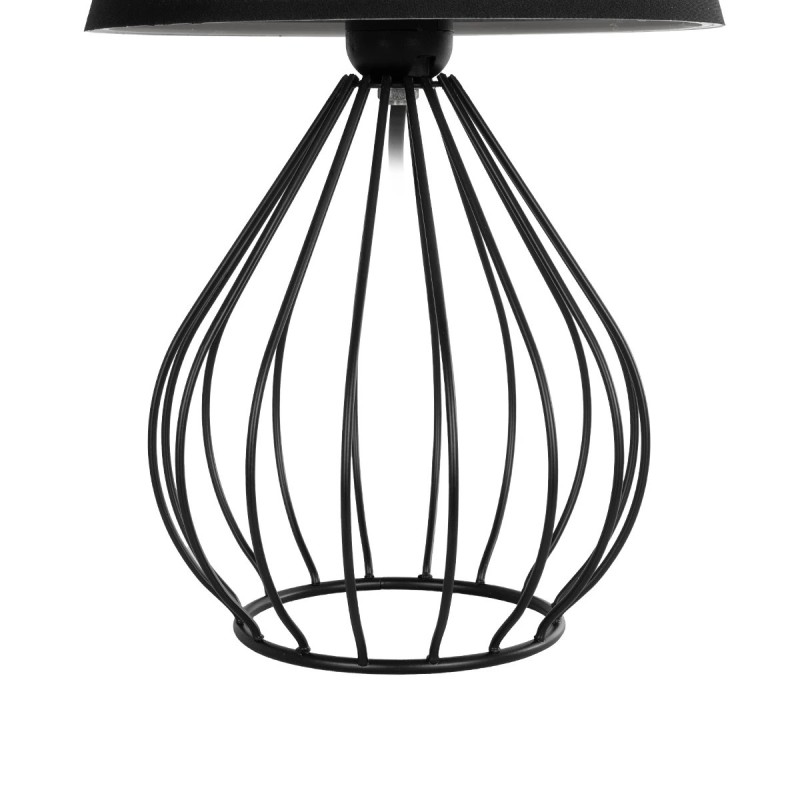 GloboStar® CLASS 204-0080 Μοντέρνο Eπιτραπέζιο Φωτιστικό Μονόφωτο 1 x E27 IP20 Μαύρο Μέταλλο με Μαύρο Ύφασμα - Μ22 x Π22 x Υ36cm