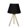 GloboStar® TRIP 204-0085 Μοντέρνο Eπιτραπέζιο Φωτιστικό Μονόφωτο 1 x E27 IP20 Χρυσό Μέταλλο με Μαύρο Ύφασμα - Μ22 x Π22 x Υ33cm