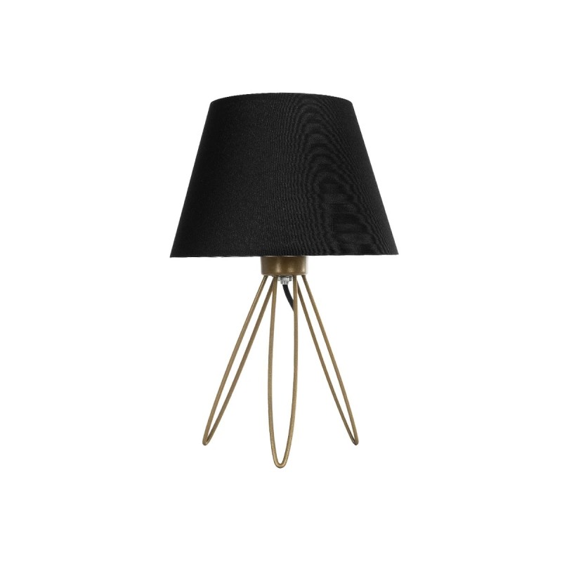 GloboStar® TRIP 204-0085 Μοντέρνο Eπιτραπέζιο Φωτιστικό Μονόφωτο 1 x E27 IP20 Χρυσό Μέταλλο με Μαύρο Ύφασμα - Μ22 x Π22 x Υ33cm